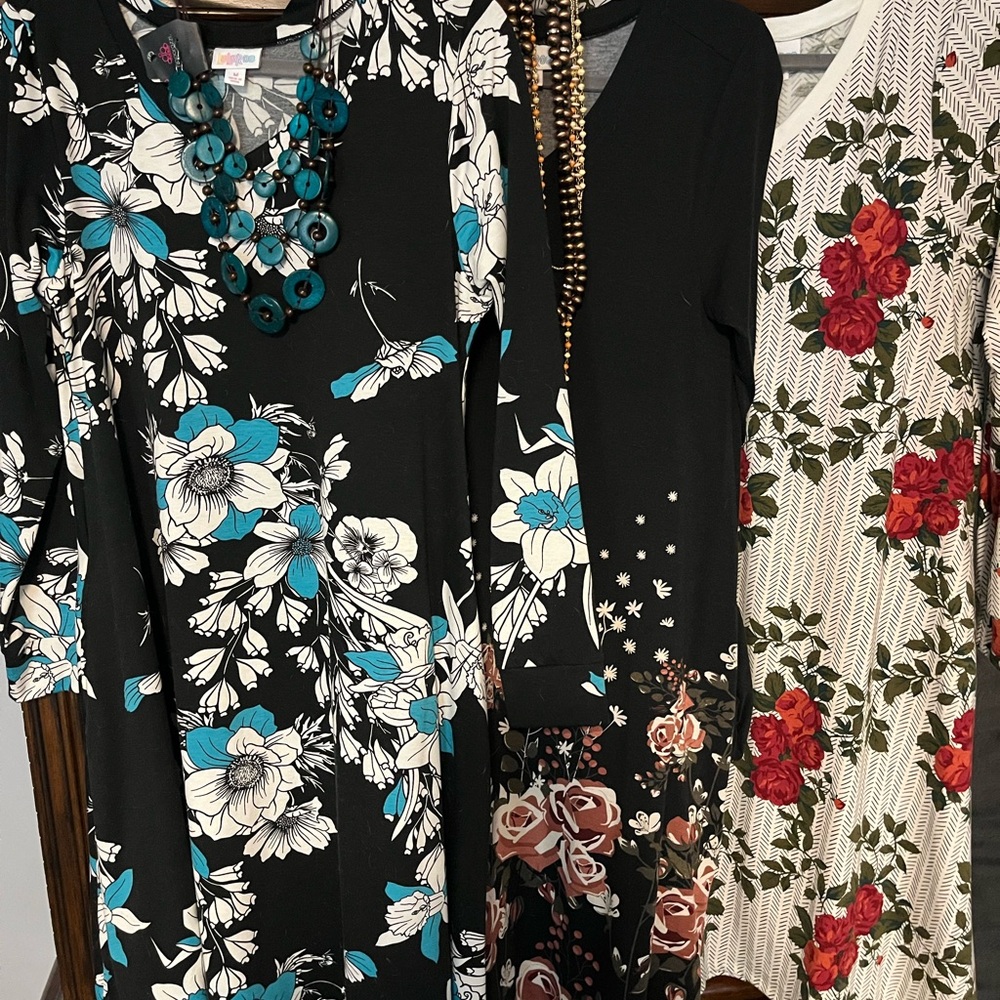 Four LuLaRoe Emily dresses - size M